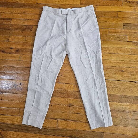 Banana Republic Herringbone Linen Tailored Fit Suit Pant Natural Beige Size 36X3 - Picture 1 of 10